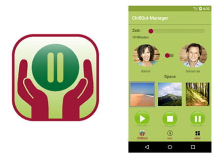 Screenshot von der App - Chillout Manager von Bärbel und Sebastian Rockstroh. Vitarium.
